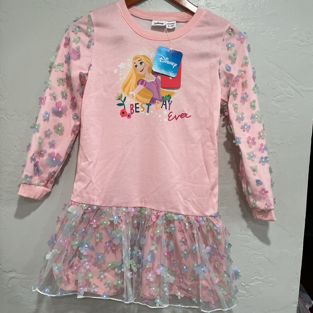 Disney Pink Floral Mesh Kids Dress